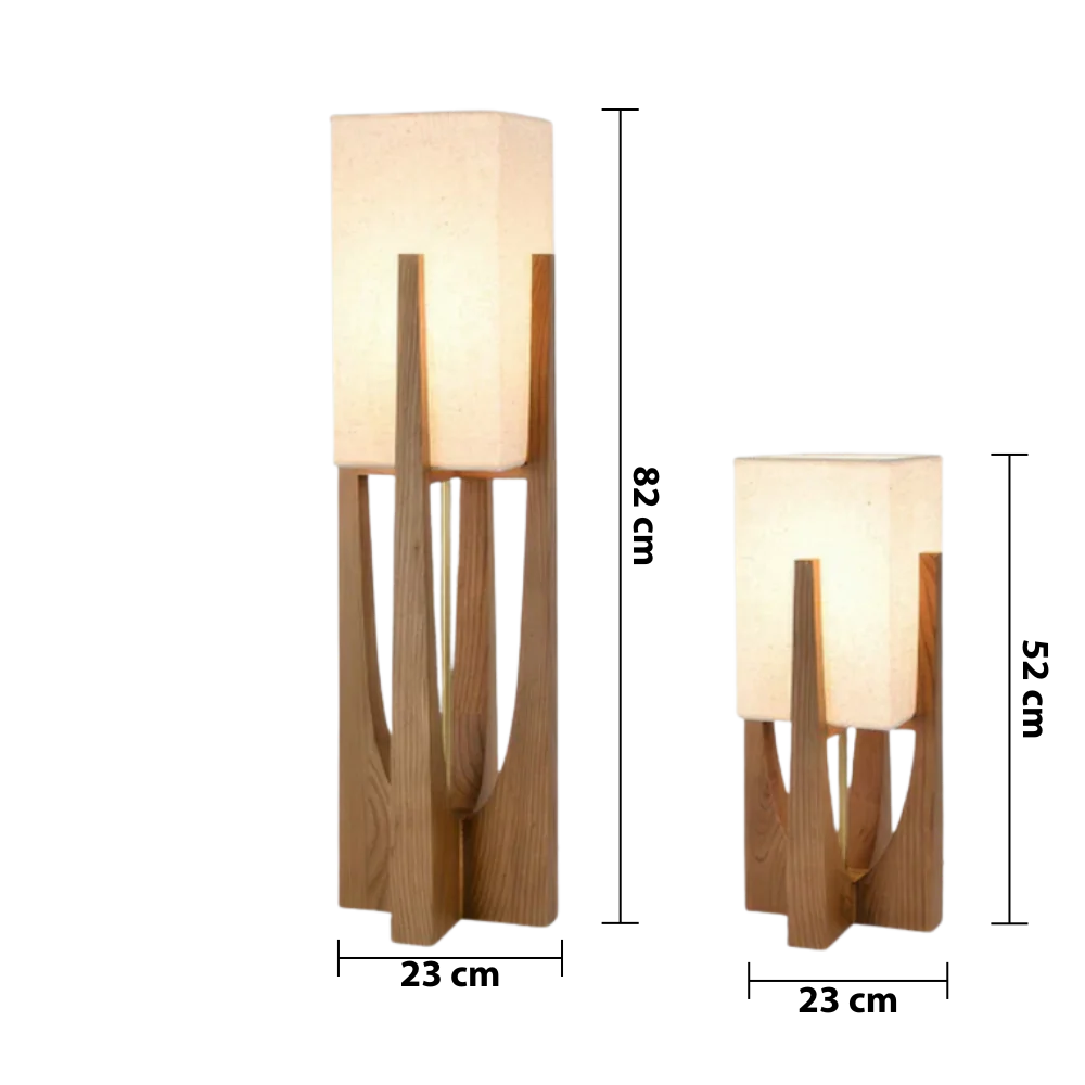 Minimalistische Stehlampe aus Holz
