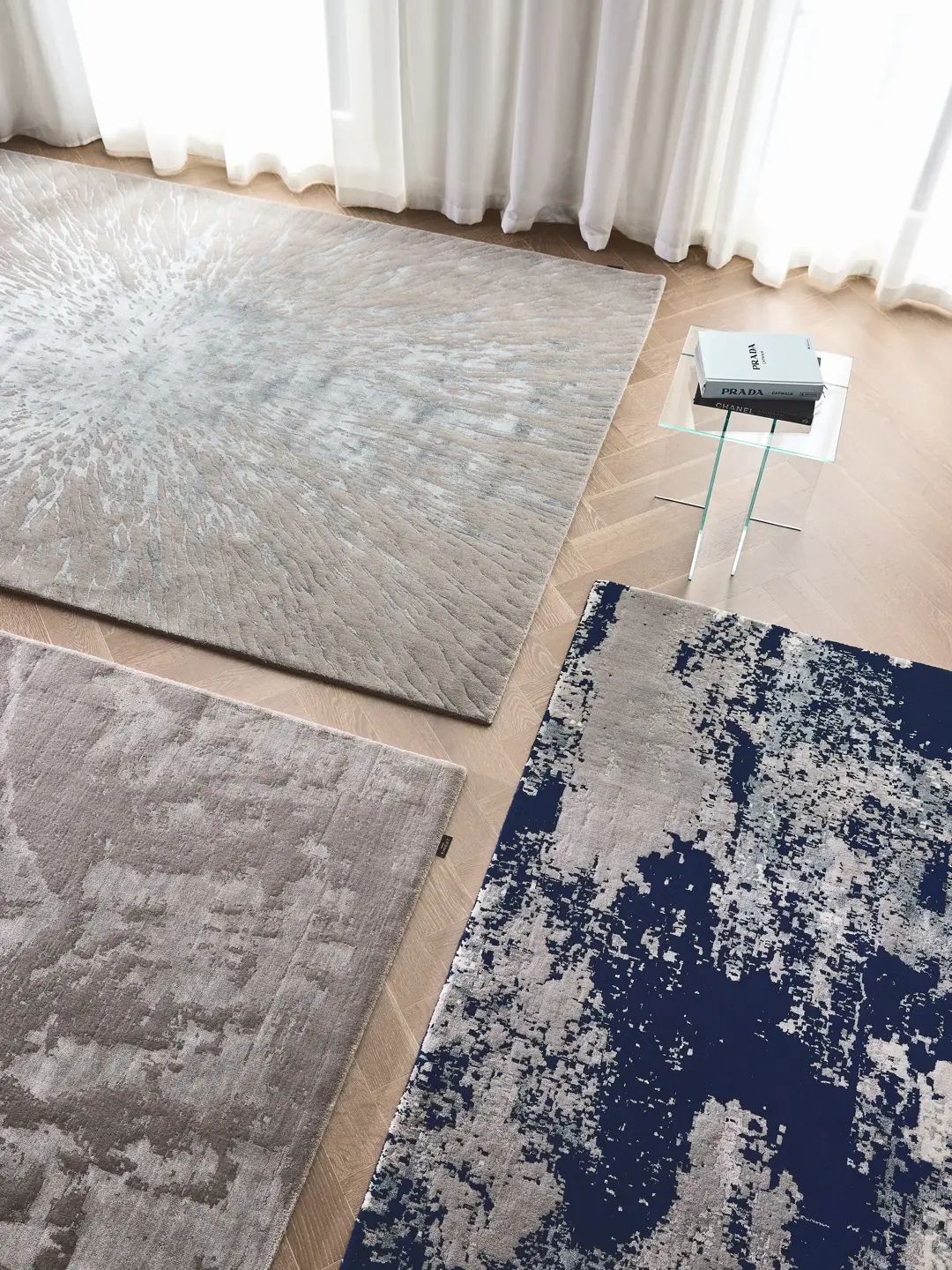 Grau Viskose Teppich Wohnzimmer
