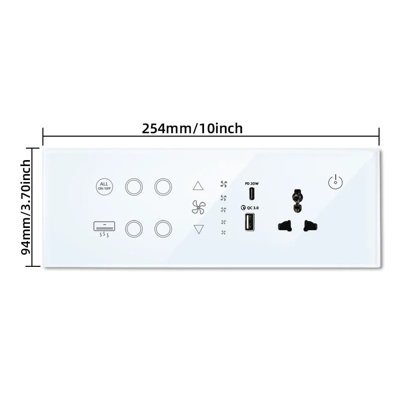 Nexora Minimalistische Smart-Steckdose aus Glas und ABS-Kunststoff