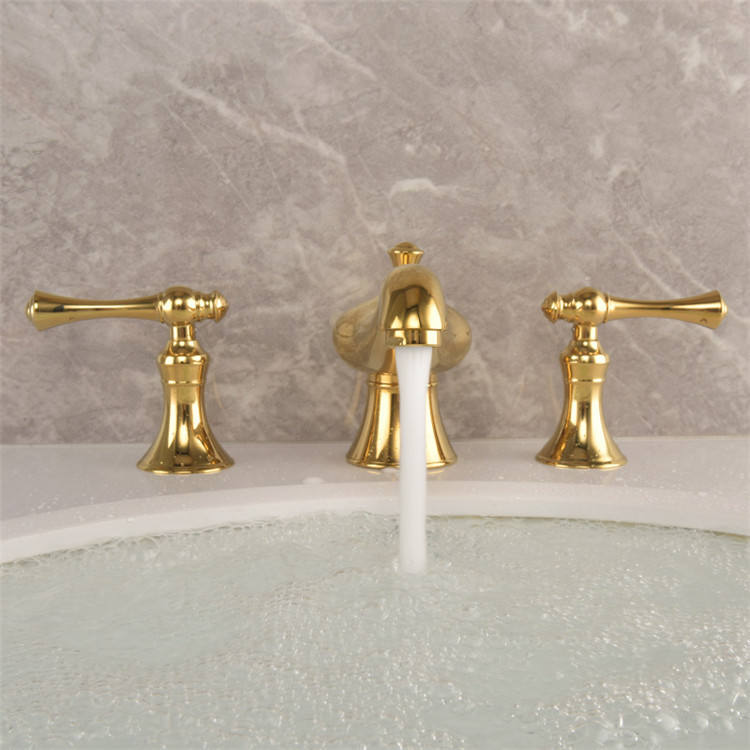 Golveran Art-déco-Waschtischarmatur mit Ausladung, poliertem Gold-Finish