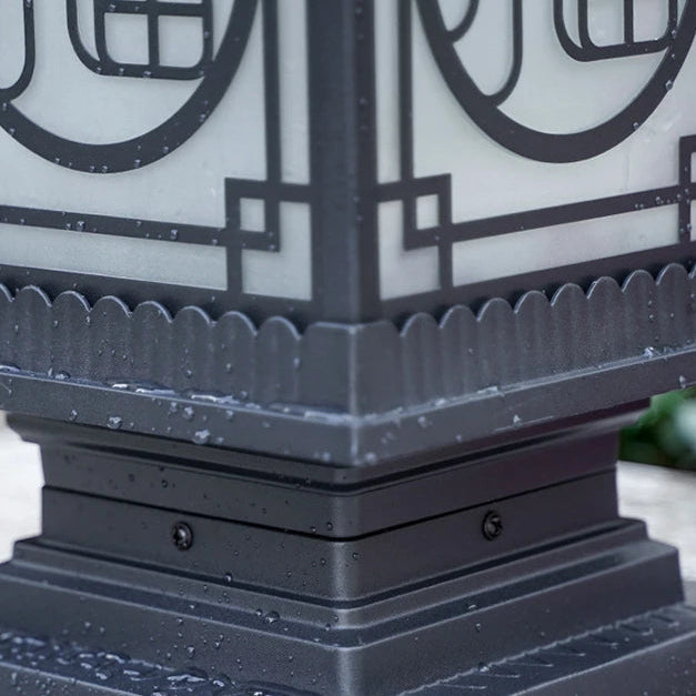 Zentari Art-Déco-Metalllaterne als Säulenleuchte
