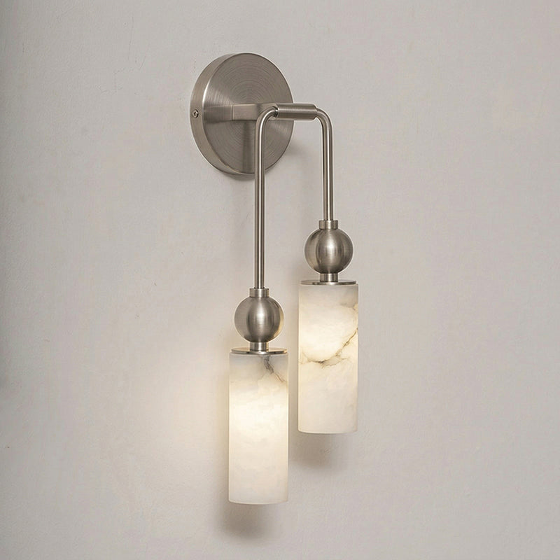 Alabaster-Wandleuchte mit Säule