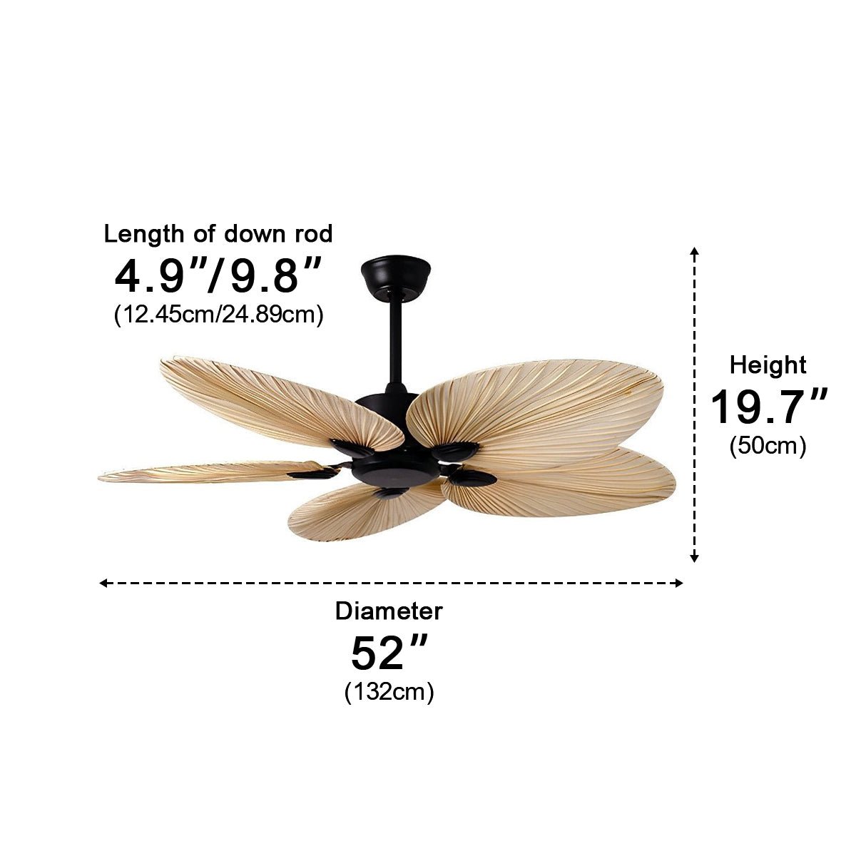 Deckenventilator mit tropischem Palmenblatt-Design