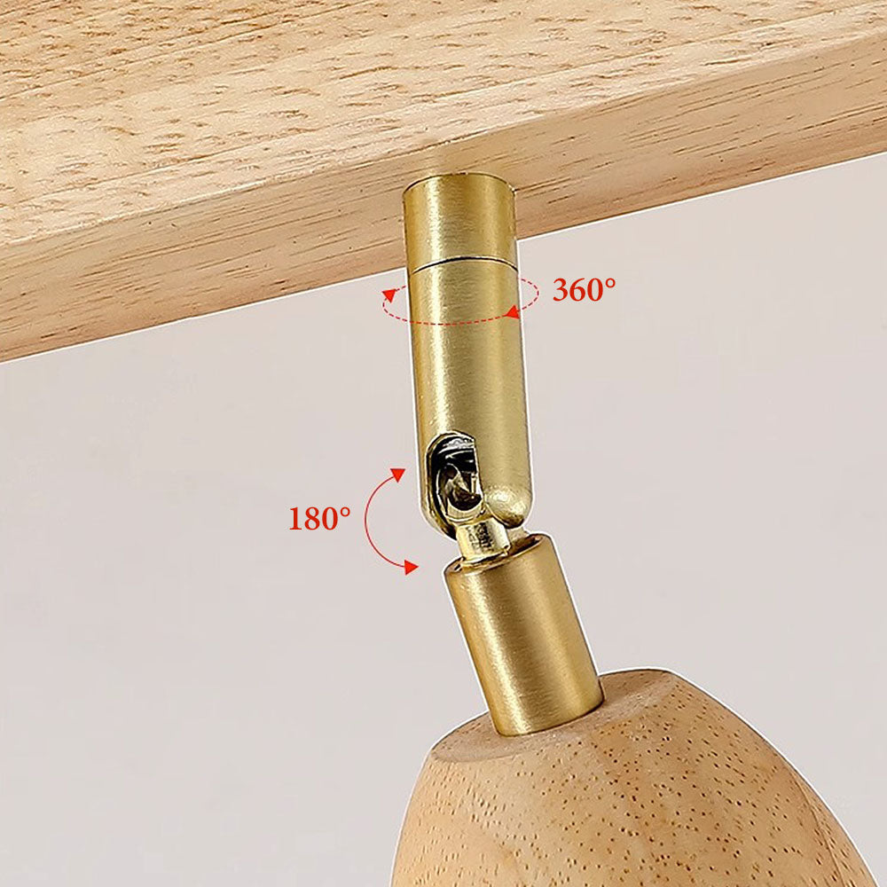 Minimalistischer Deckenstrahler aus Creme und Holz