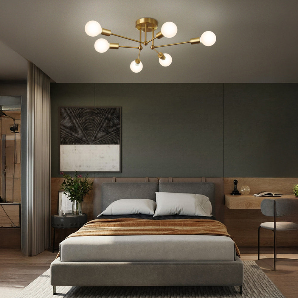 Goldener Kluster Eisen-Deckenleuchte