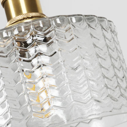 Zylindrische Hängelampe aus strukturiertem Glas