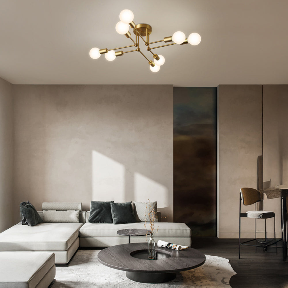 Goldener Kluster Eisen-Deckenleuchte