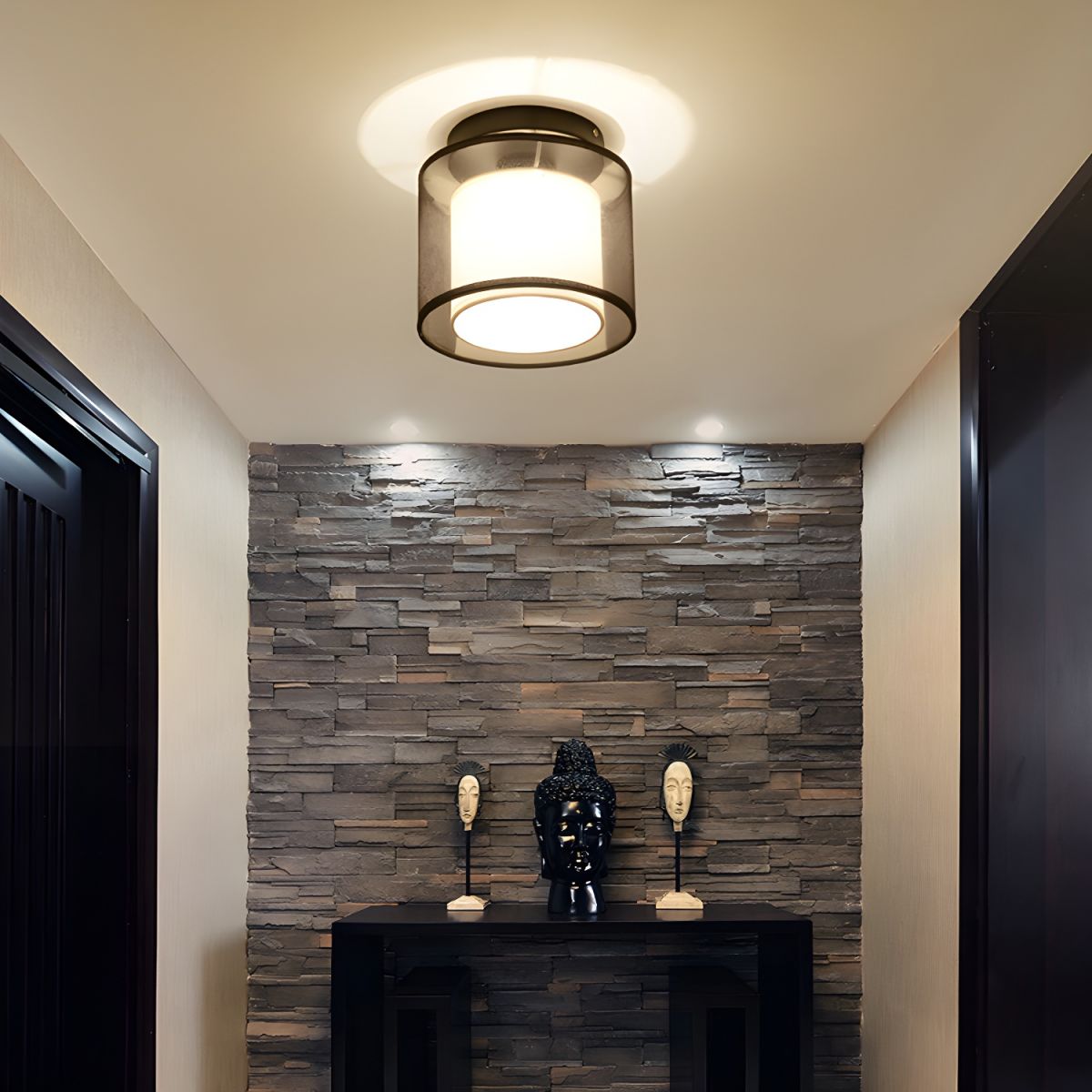 Deckenleuchte aus altem Stoff