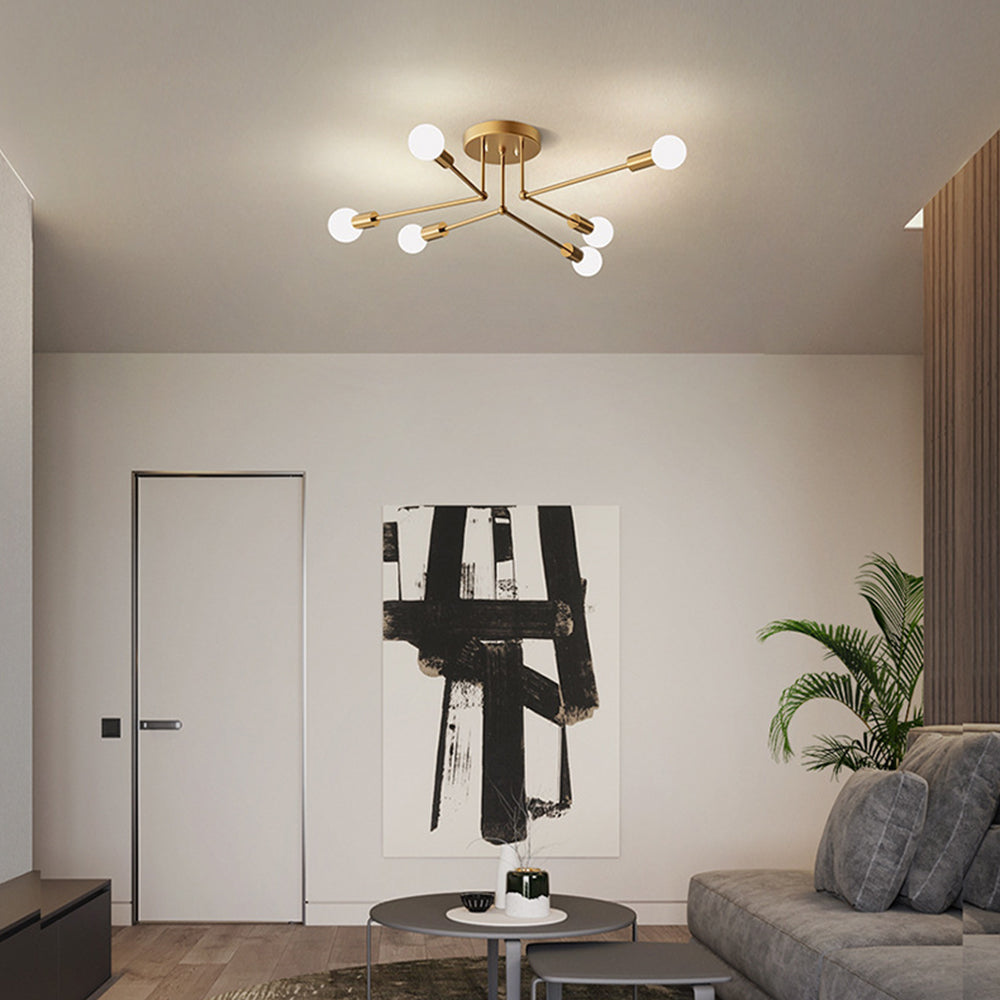 Goldener Kluster Eisen-Deckenleuchte