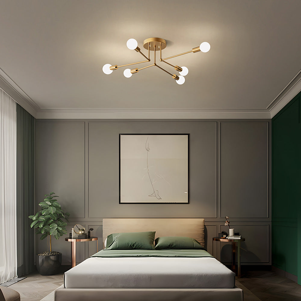 Goldener Kluster Eisen-Deckenleuchte