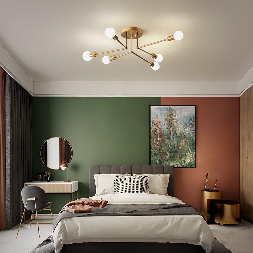 Goldener Kluster Eisen-Deckenleuchte