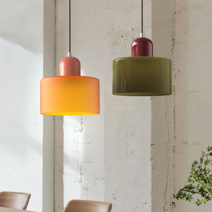 Kleine Glas-Hängeleuchte im Bauhaus-Stil