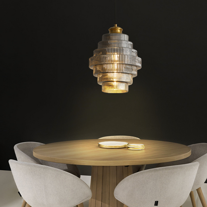 Antike gerippte Messing-Hängeleuchte