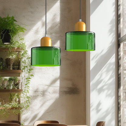 Kleine Glas-Hängeleuchte im Bauhaus-Stil