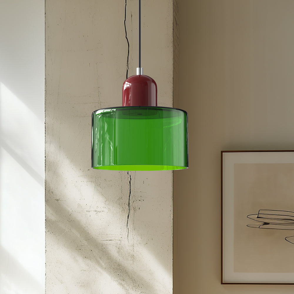 Kleine Glas-Hängeleuchte im Bauhaus-Stil
