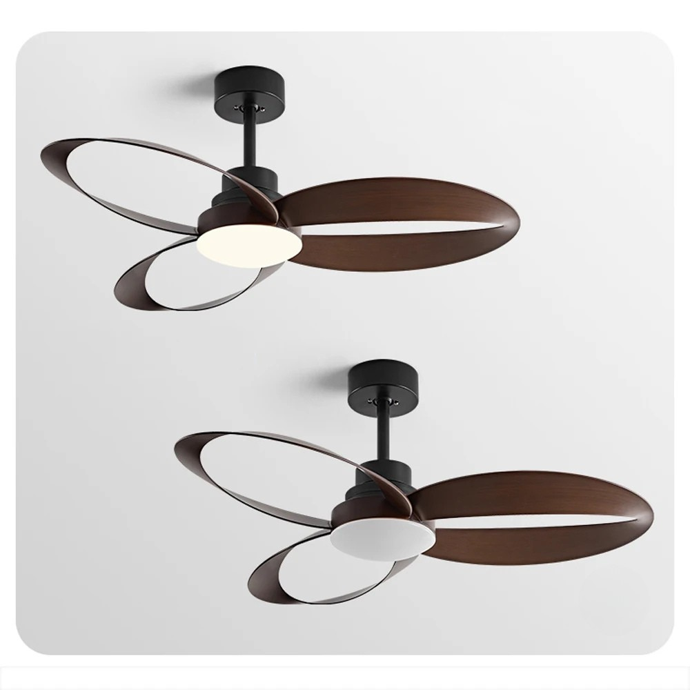 Moderner LED-Deckenventilator mit Holzflügeln