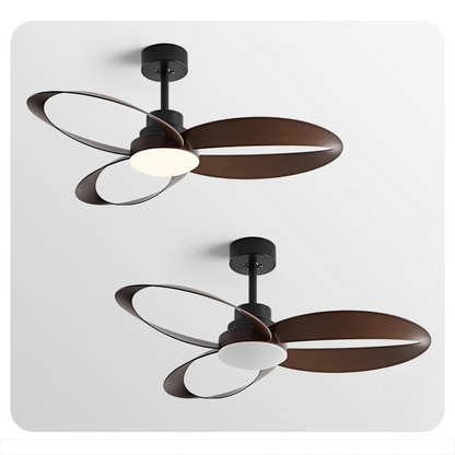 Moderner LED-Deckenventilator mit Holzflügeln