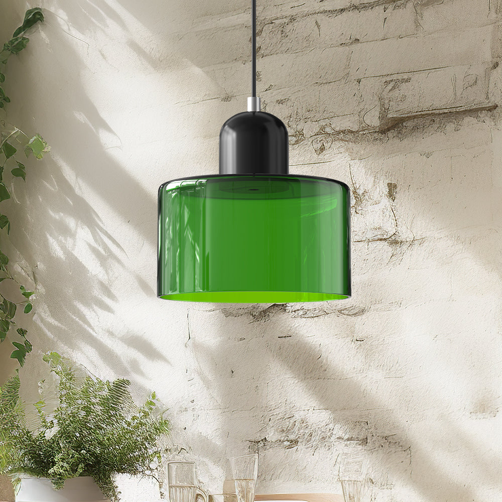 Kleine Glas-Hängeleuchte im Bauhaus-Stil