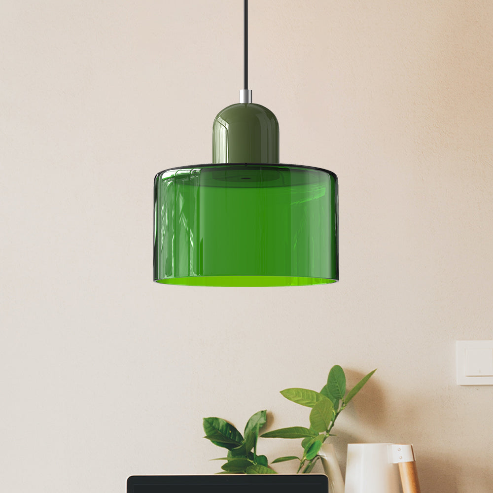 Kleine Glas-Hängeleuchte im Bauhaus-Stil