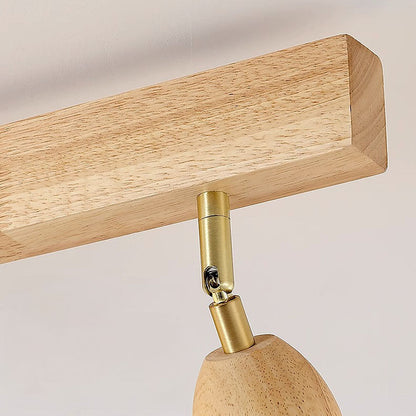 Minimalistischer Deckenstrahler aus Creme und Holz