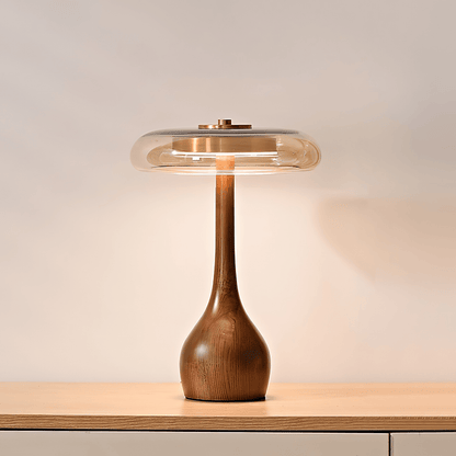 Quilven Walnussholz-Tischlampe im Mid-Century-Stil
