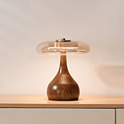 Quilven Walnussholz-Tischlampe im Mid-Century-Stil
