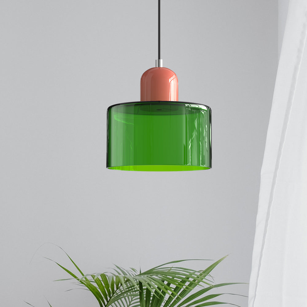 Kleine Glas-Hängeleuchte im Bauhaus-Stil