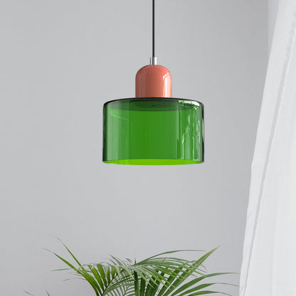 Kleine Glas-Hängeleuchte im Bauhaus-Stil