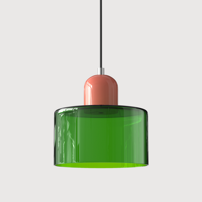 Kleine Glas-Hängeleuchte im Bauhaus-Stil