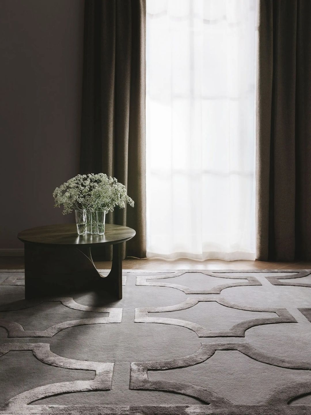 Cremefarbener Wollteppich Wohnzimmerdesign