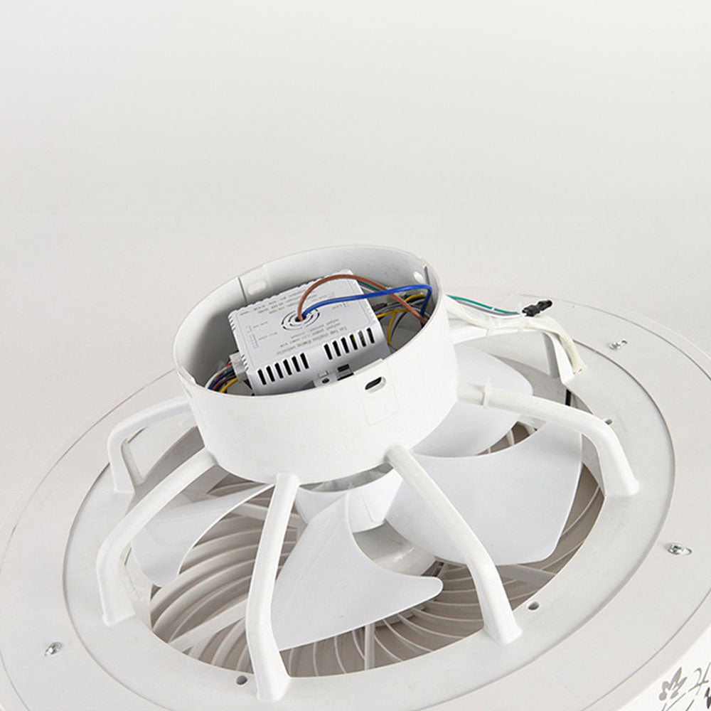 Moderner runder Deckenventilator mit Holz-LED-Licht