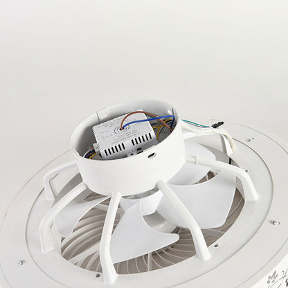 Moderner runder Deckenventilator mit Holz-LED-Licht