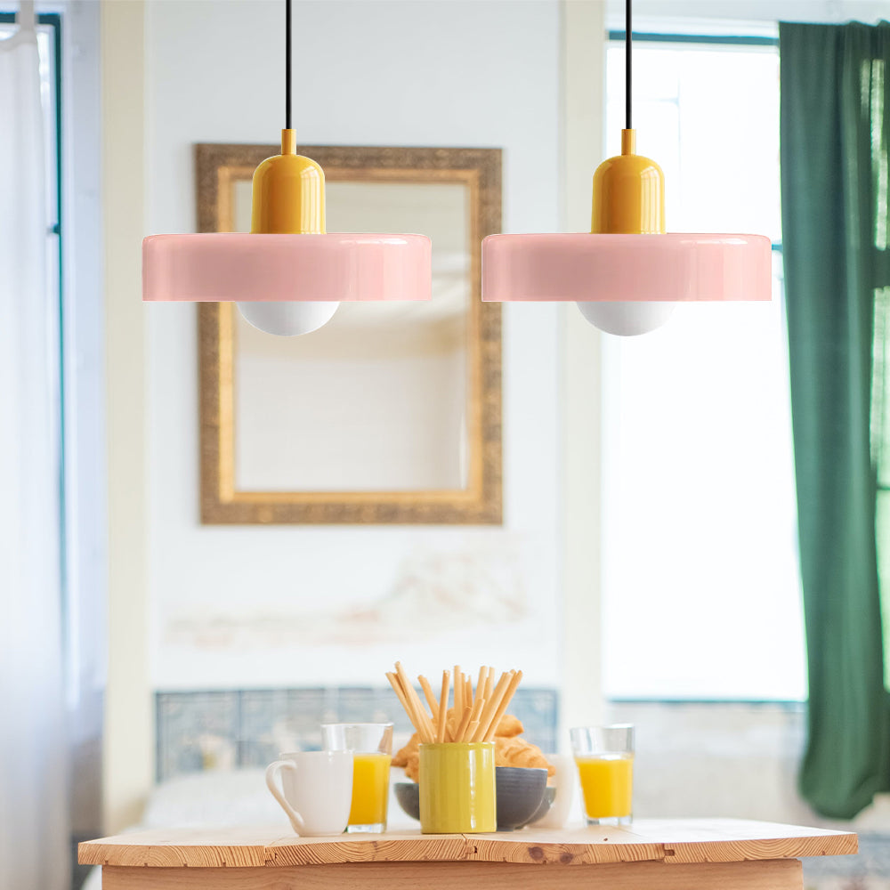 Bauhaus Buntglas-Hängeleuchte