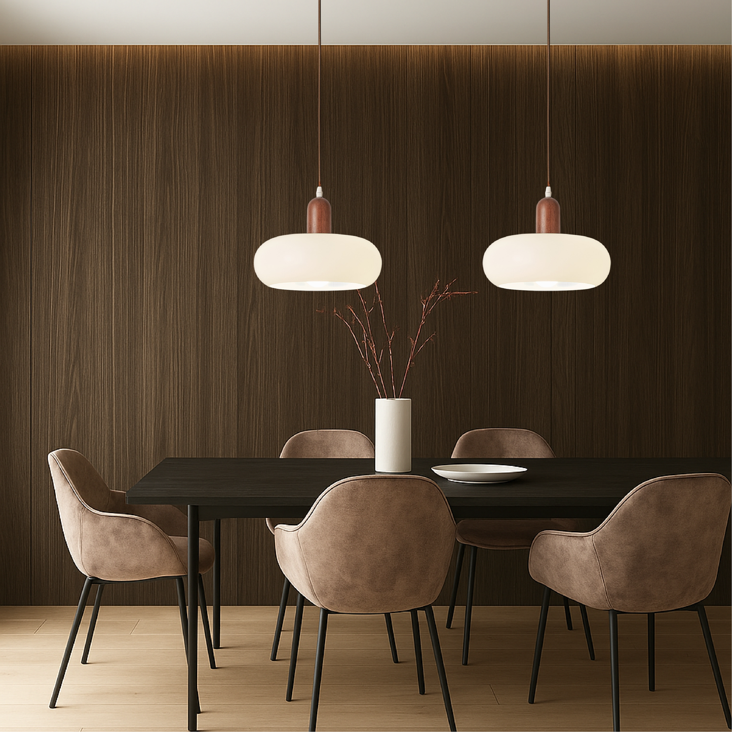 Skandinavische Pendelleuchte in Creme