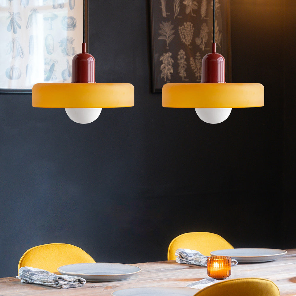 Bauhaus Buntglas-Hängeleuchte