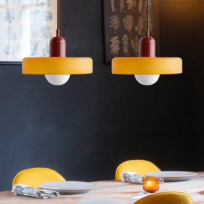 Bauhaus Buntglas-Hängeleuchte