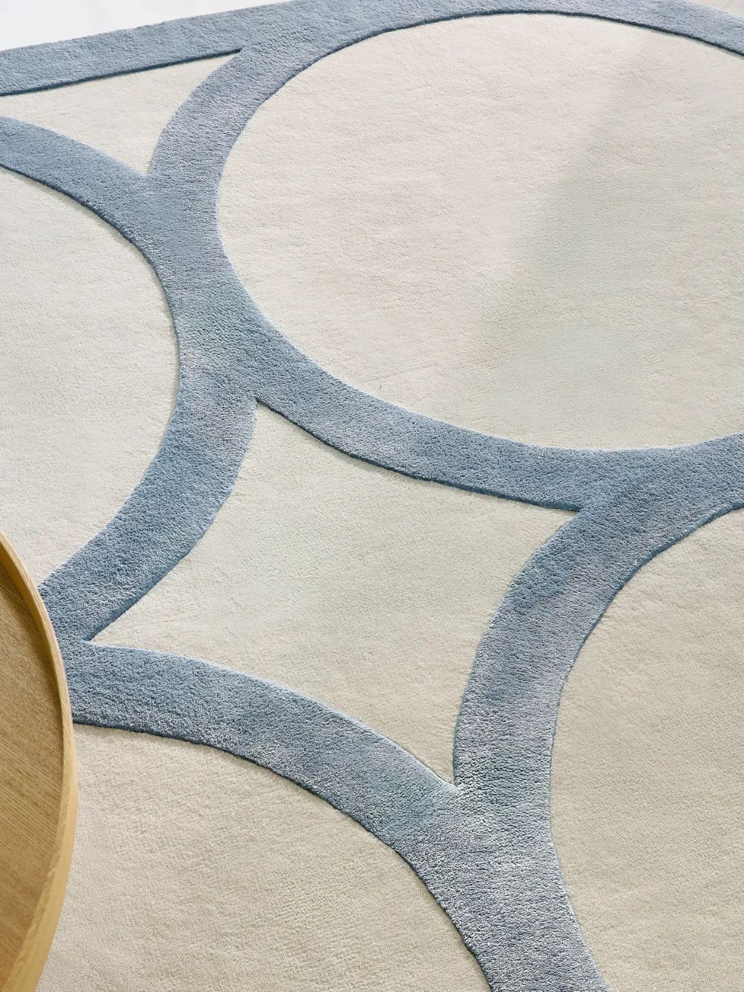 Moderner Wollteppich für Wohnzimmer in Creme
