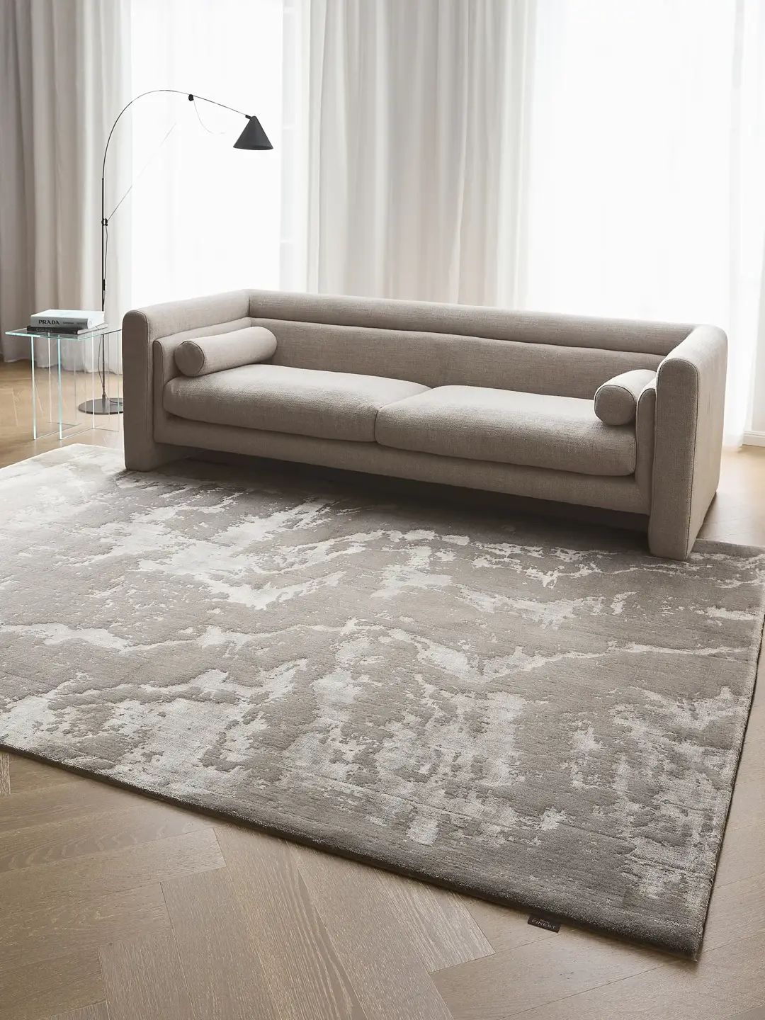 Grau Viskose Teppich Wohnzimmer
