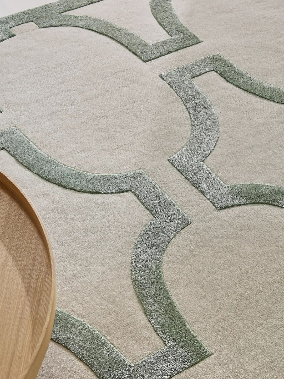 Cremefarbener Wollteppich Wohnzimmerdesign