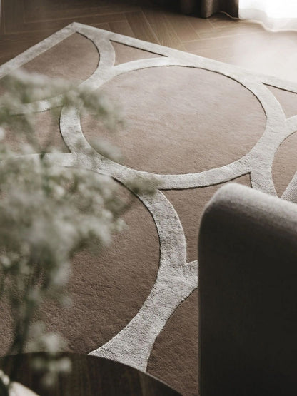 Moderner Wollteppich für Wohnzimmer in Creme