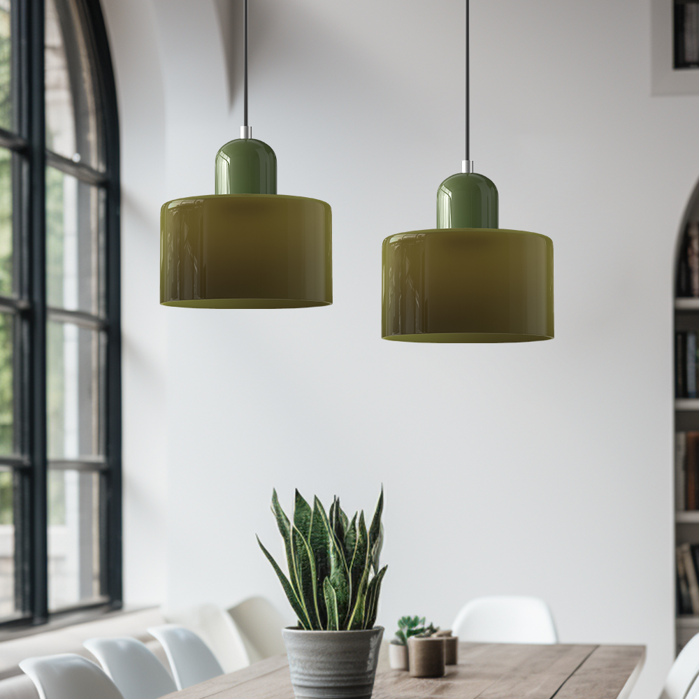 Kleine Glas-Hängeleuchte im Bauhaus-Stil