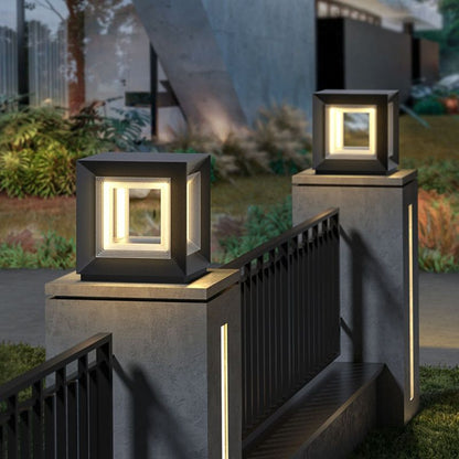 Moderner LED-Würfel Außenpfostenleuchte