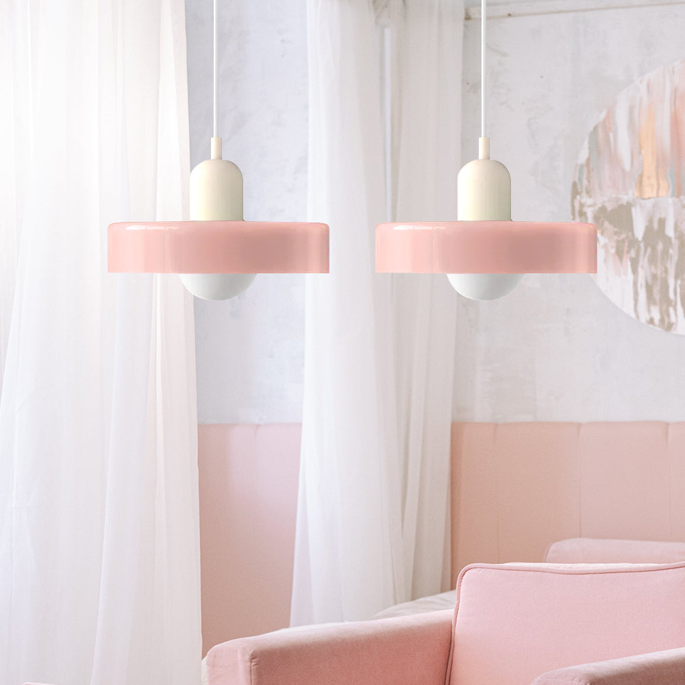 Bauhaus Buntglas-Hängeleuchte