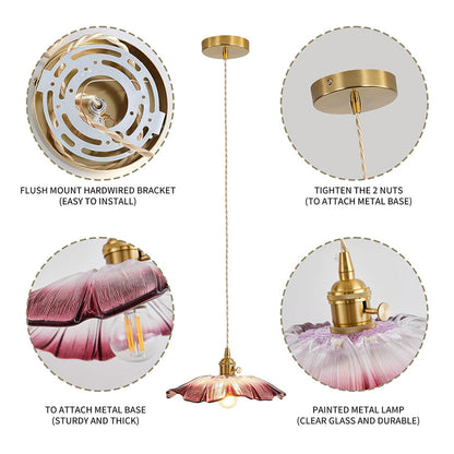 Retro-Blumen-Glas-Hängeleuchte