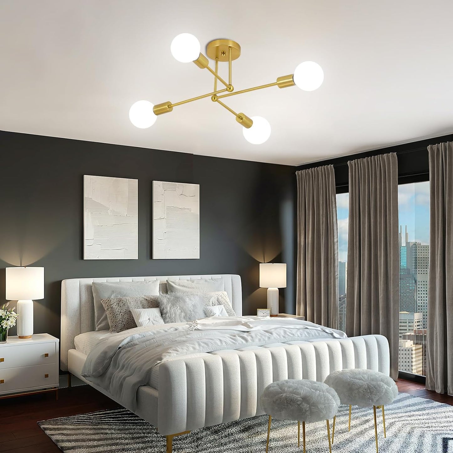 Goldener Kluster Eisen-Deckenleuchte