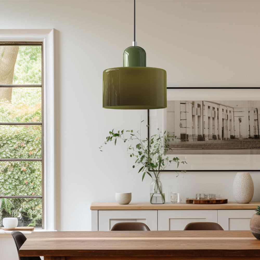 Kleine Glas-Hängeleuchte im Bauhaus-Stil