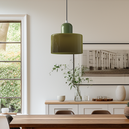 Kleine Glas-Hängeleuchte im Bauhaus-Stil