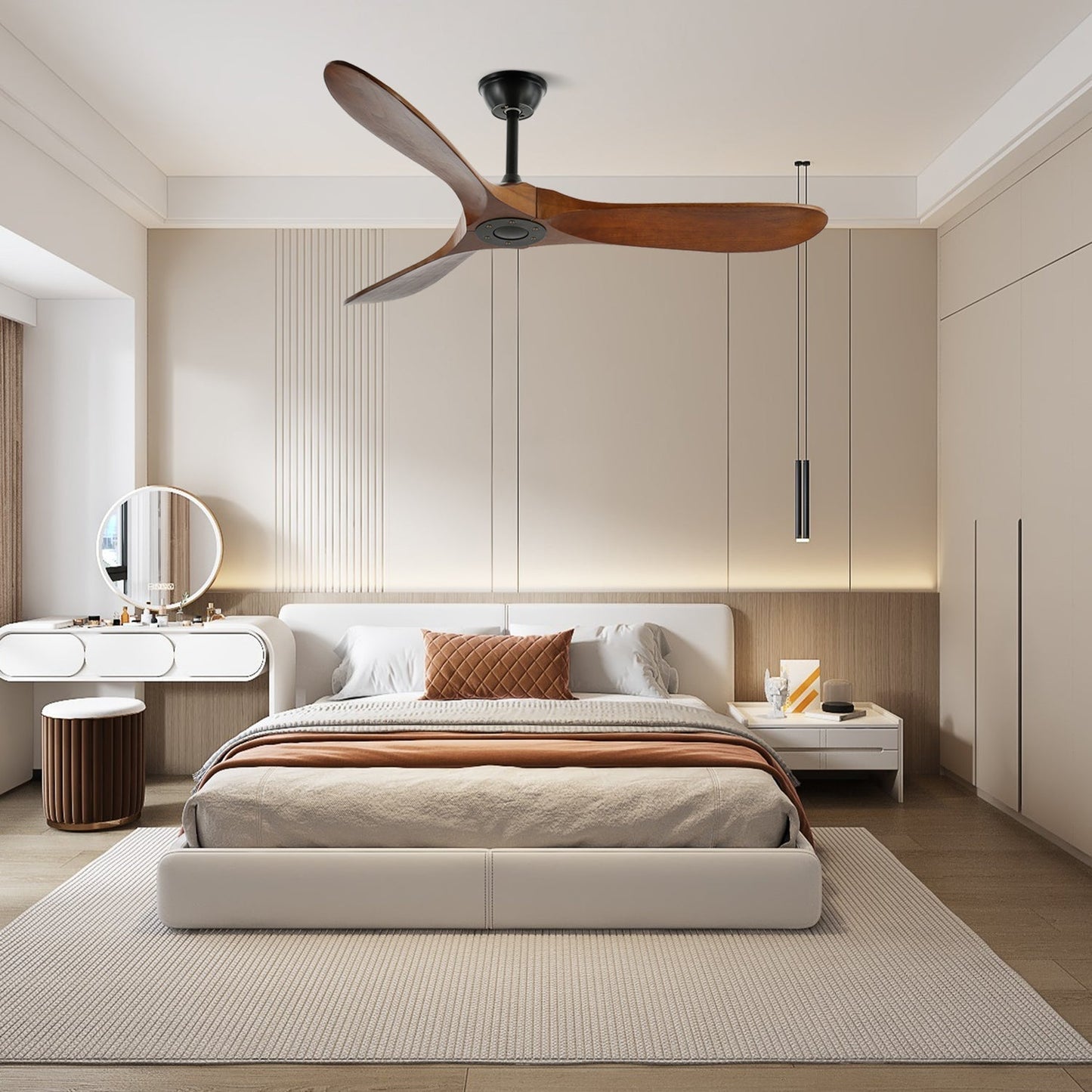 Moderner Deckenventilator aus Holz