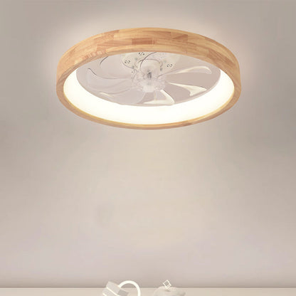 Japanischer Holz-Deckenventilator mit Licht bündig montiert