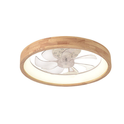 Japanischer Holz-Deckenventilator mit Licht bündig montiert
